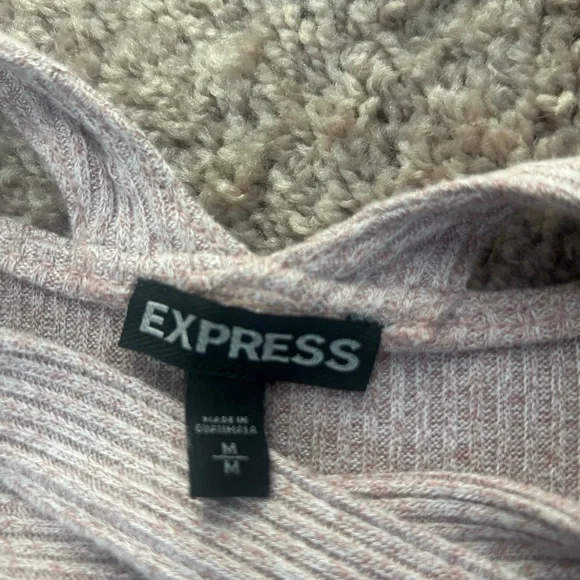 Express Pink Crisscross Ribbed Sleeveless Bodysuit - Picture 5 of 7